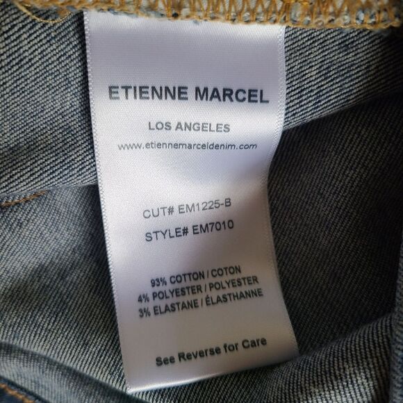 etienne marcel medium wash signature skinny crop jeans red zippers womens sz 30 - Picture 9 of 10